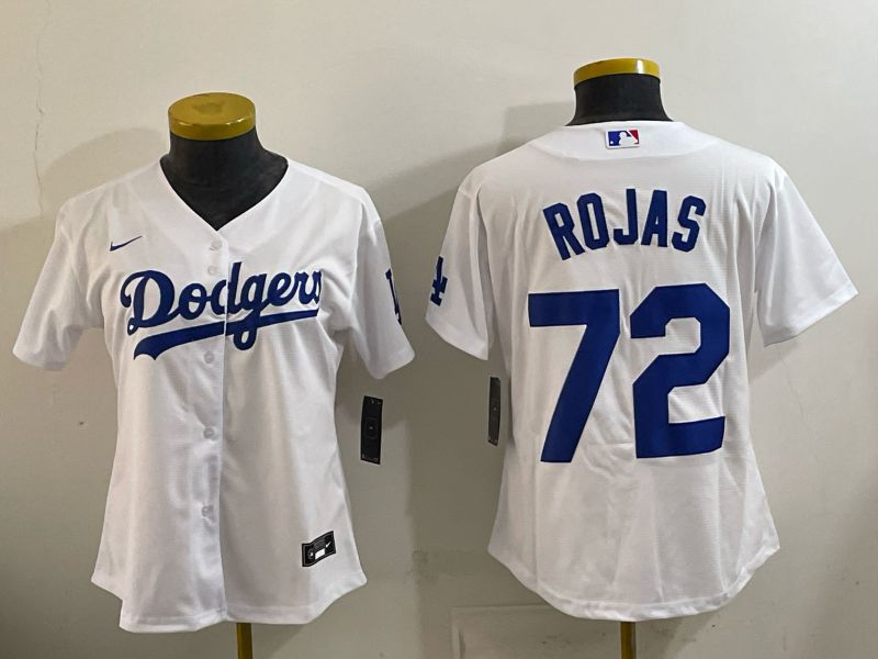 Women 2026 Nike Los Angeles Dodgers #72 Rojas White Game MLB Jersey 015->women mlb jersey->Women Jersey